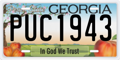 GA license plate PUC1943
