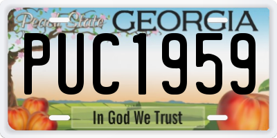 GA license plate PUC1959
