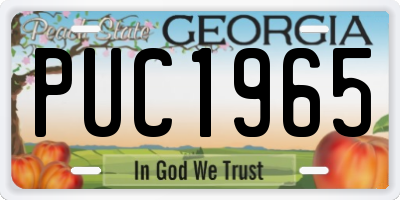 GA license plate PUC1965