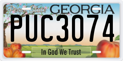 GA license plate PUC3074