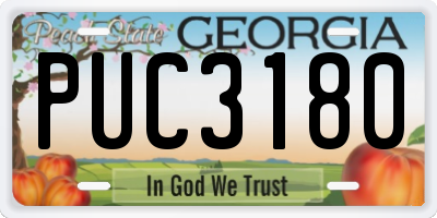 GA license plate PUC3180