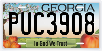 GA license plate PUC3908