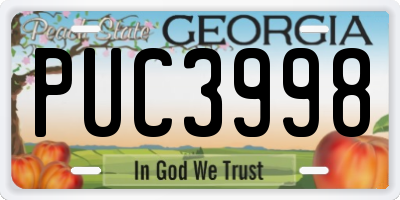 GA license plate PUC3998