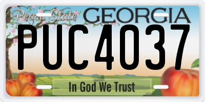 GA license plate PUC4037
