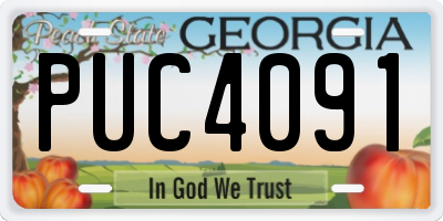 GA license plate PUC4091
