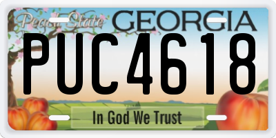 GA license plate PUC4618