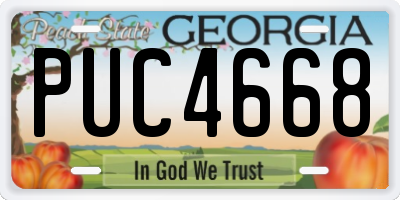 GA license plate PUC4668