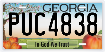 GA license plate PUC4838