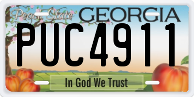 GA license plate PUC4911