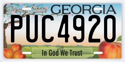 GA license plate PUC4920