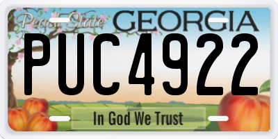 GA license plate PUC4922