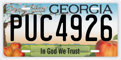 GA license plate PUC4926