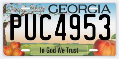 GA license plate PUC4953