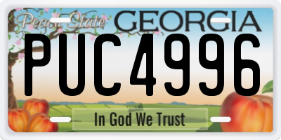 GA license plate PUC4996
