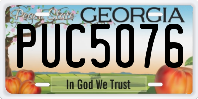 GA license plate PUC5076