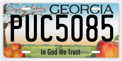 GA license plate PUC5085