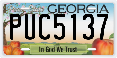 GA license plate PUC5137