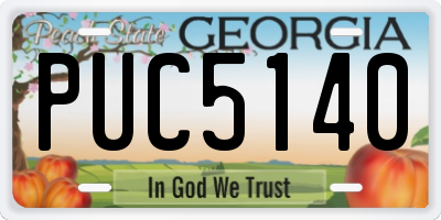 GA license plate PUC5140