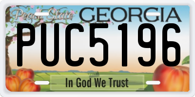 GA license plate PUC5196