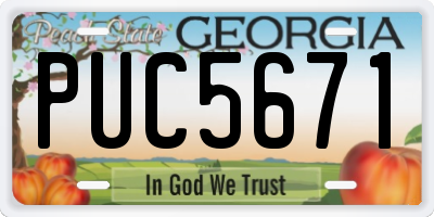 GA license plate PUC5671