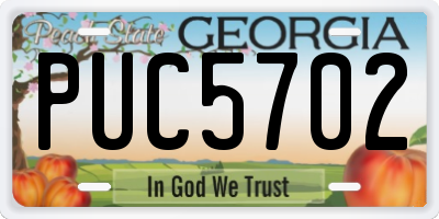 GA license plate PUC5702