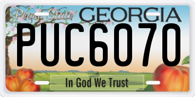 GA license plate PUC6070