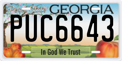 GA license plate PUC6643