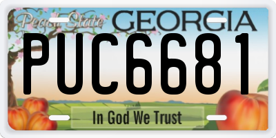 GA license plate PUC6681