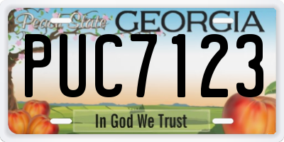 GA license plate PUC7123