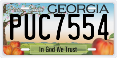 GA license plate PUC7554