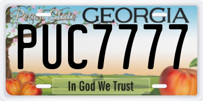 GA license plate PUC7777