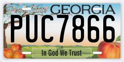 GA license plate PUC7866