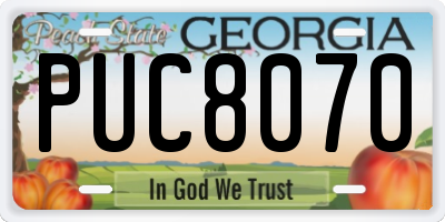 GA license plate PUC8070