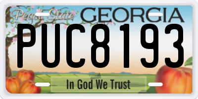 GA license plate PUC8193