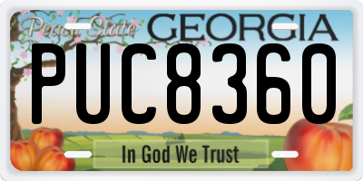 GA license plate PUC8360