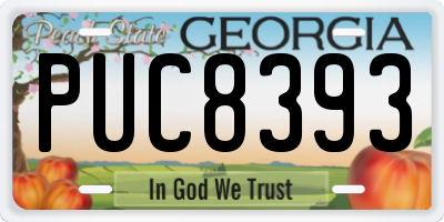 GA license plate PUC8393