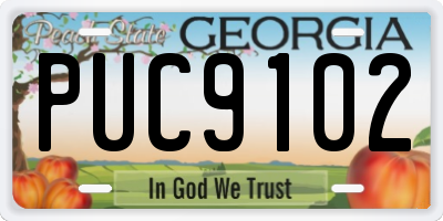 GA license plate PUC9102