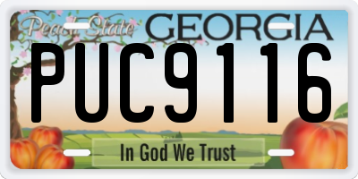 GA license plate PUC9116