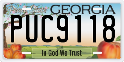 GA license plate PUC9118