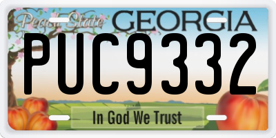 GA license plate PUC9332