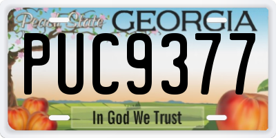 GA license plate PUC9377