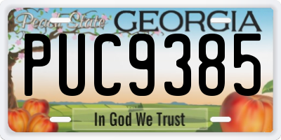 GA license plate PUC9385