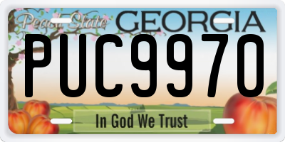 GA license plate PUC9970