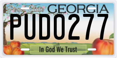 GA license plate PUD0277