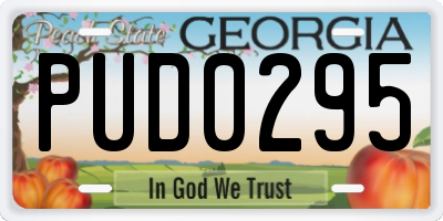 GA license plate PUD0295
