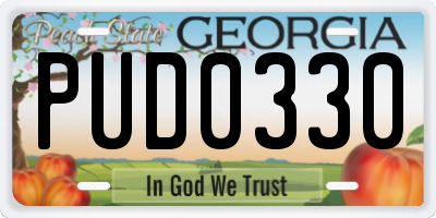GA license plate PUD0330