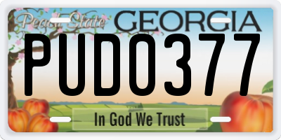 GA license plate PUD0377