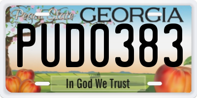 GA license plate PUD0383