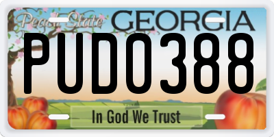 GA license plate PUD0388