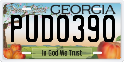 GA license plate PUD0390